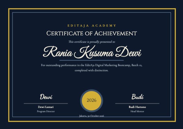 Achievement Kreasi Academy Certificate