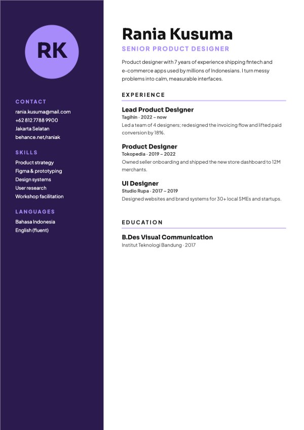 Rania Kusuma Senior Product Designer Resume