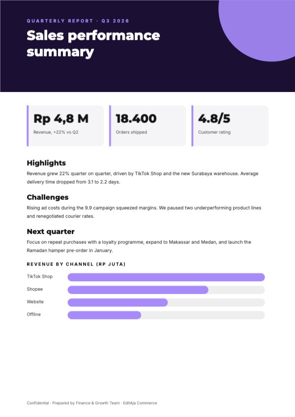 Quarterly sales report A4 Document