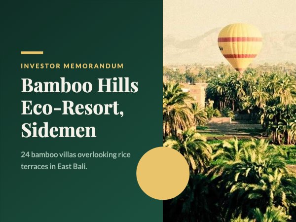 Bali eco-resort investment Presentation (4:3)