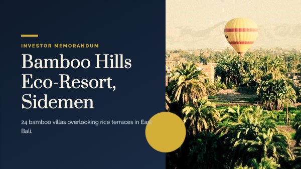 Bali eco-resort investment Presentation (16:9)
