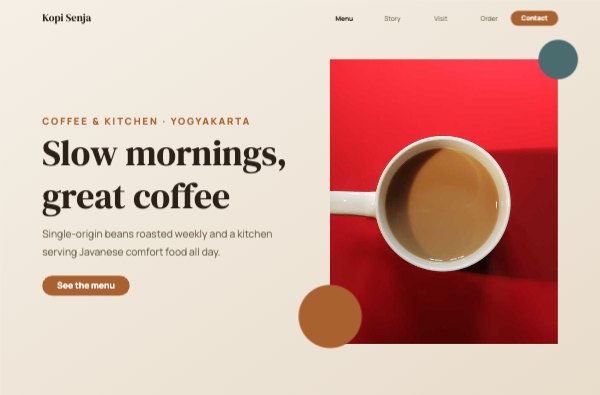 Slow mornings, great coffee Landing Page