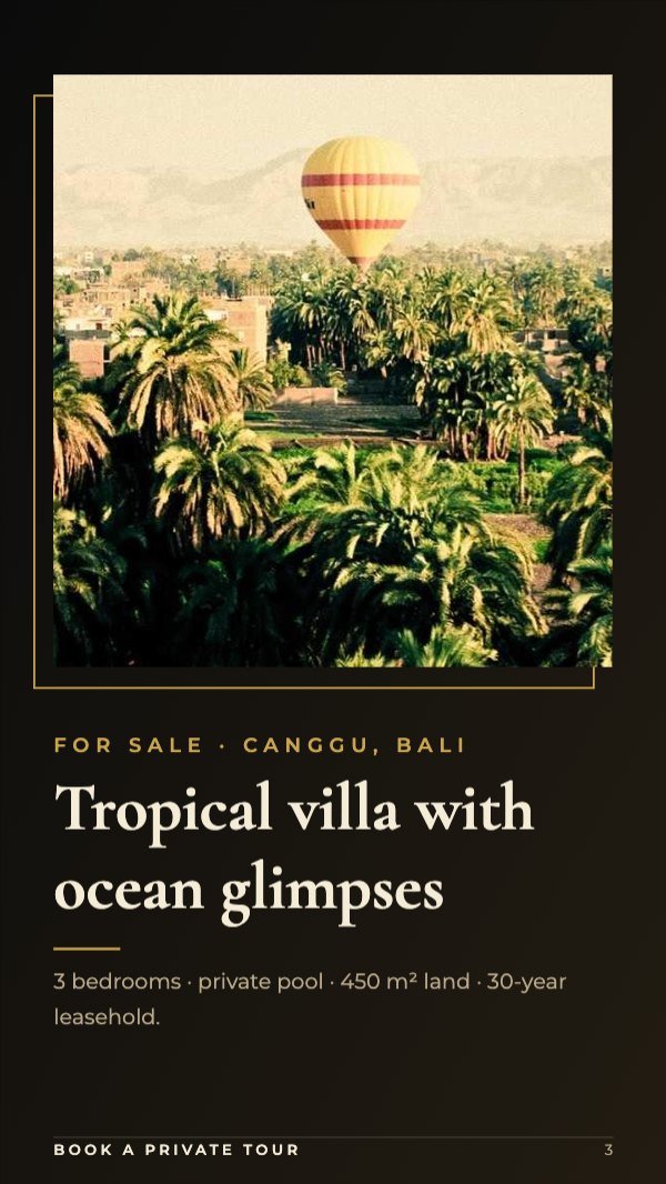 Tropical villa with ocean glimpses Instagram Story