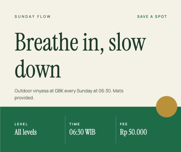 Breathe in, slow down Facebook Post