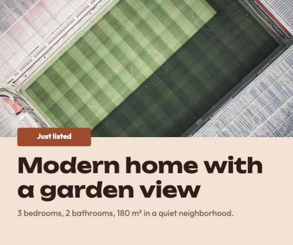 Modern home with a garden view Facebook Post