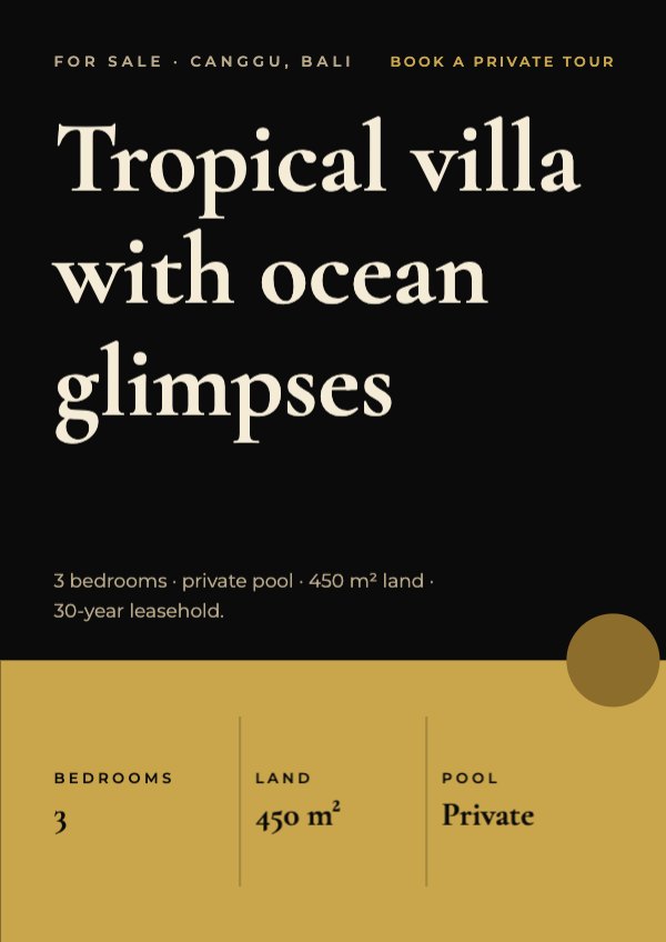 Tropical villa with ocean glimpses Flyer (A4)