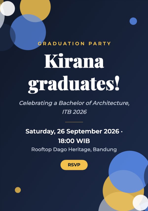 Kirana graduates! Invitation