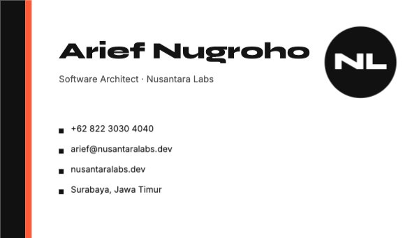 Arief Nugroho Business Card