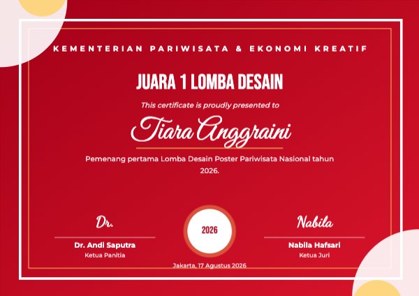 Juara 1 Lomba Desain Kementerian Certificate