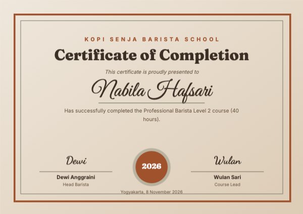 Completion Kopi Certificate