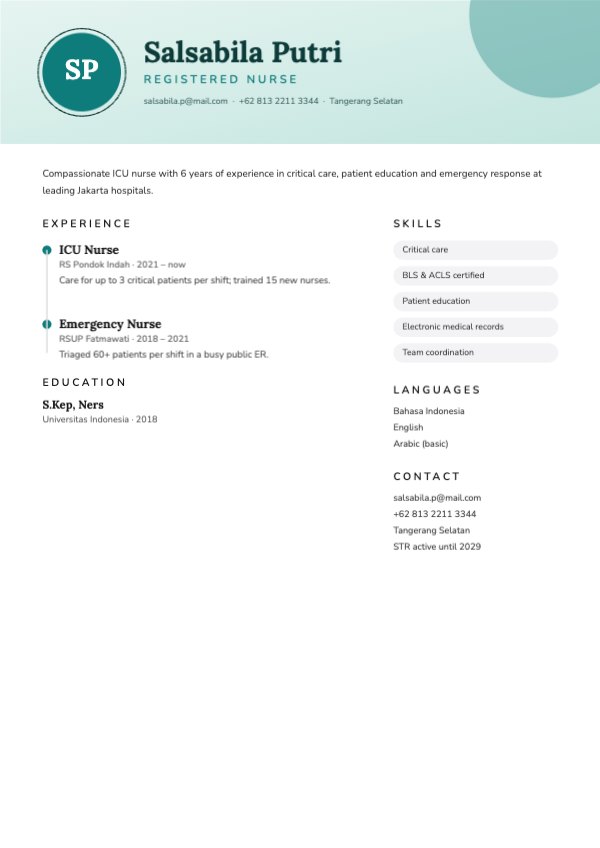 Salsabila Putri Registered Nurse Resume