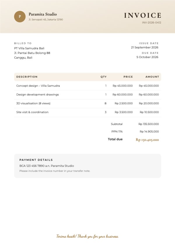 Architecture studio invoice A4 Document