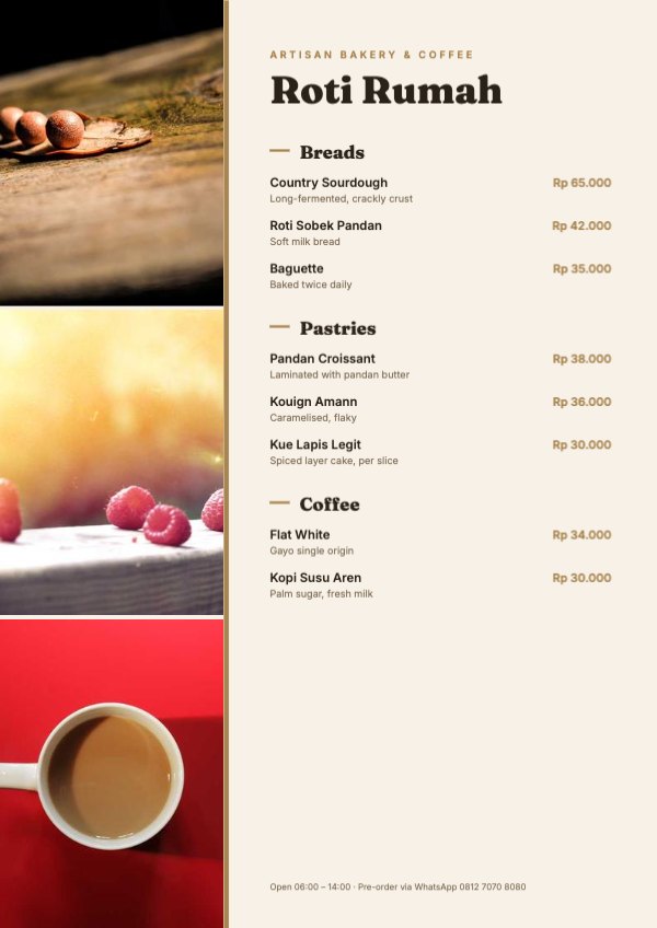 Roti Rumah Menu