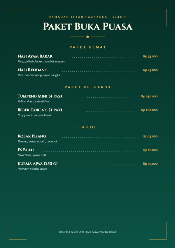 Paket Buka Puasa Menu