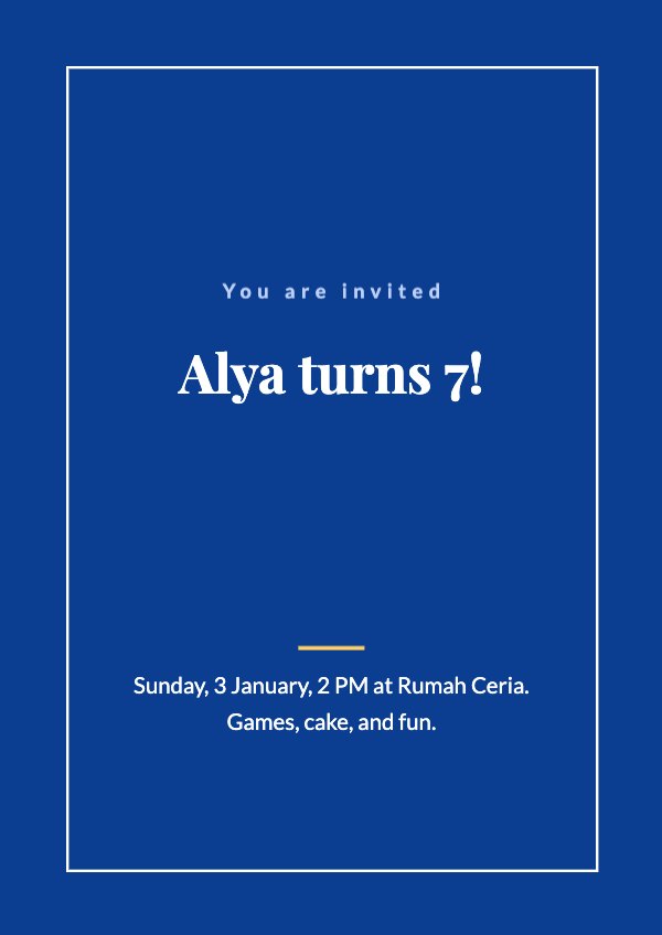 Alya turns 7! Flyer