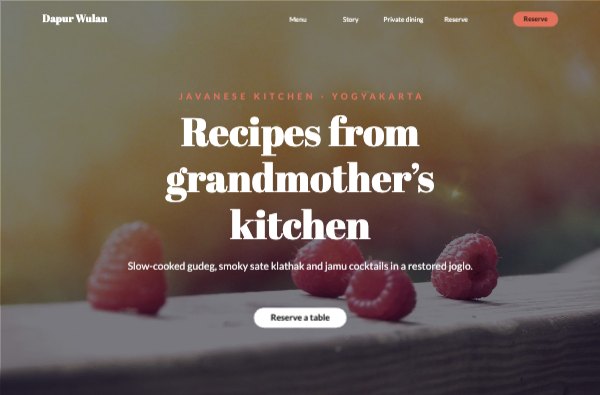 Recipes from grandmother’s kitchen Landing Page