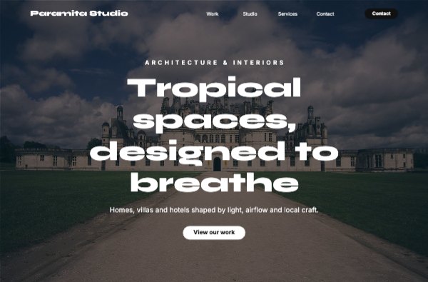 Tropical spaces, designed to breathe Landing Page