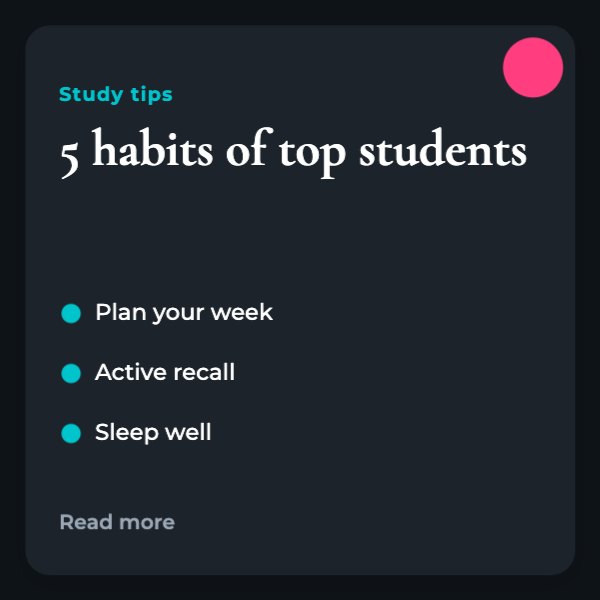 Study Tips Card Post