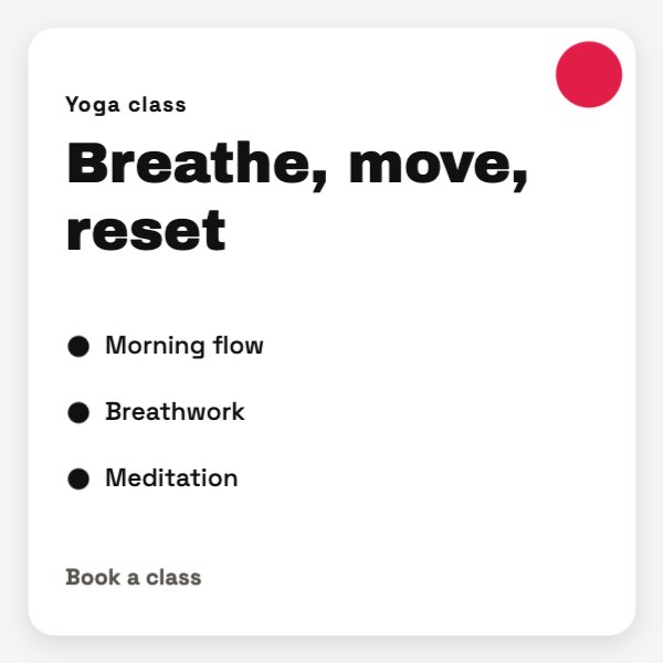 Yoga Class Card Post